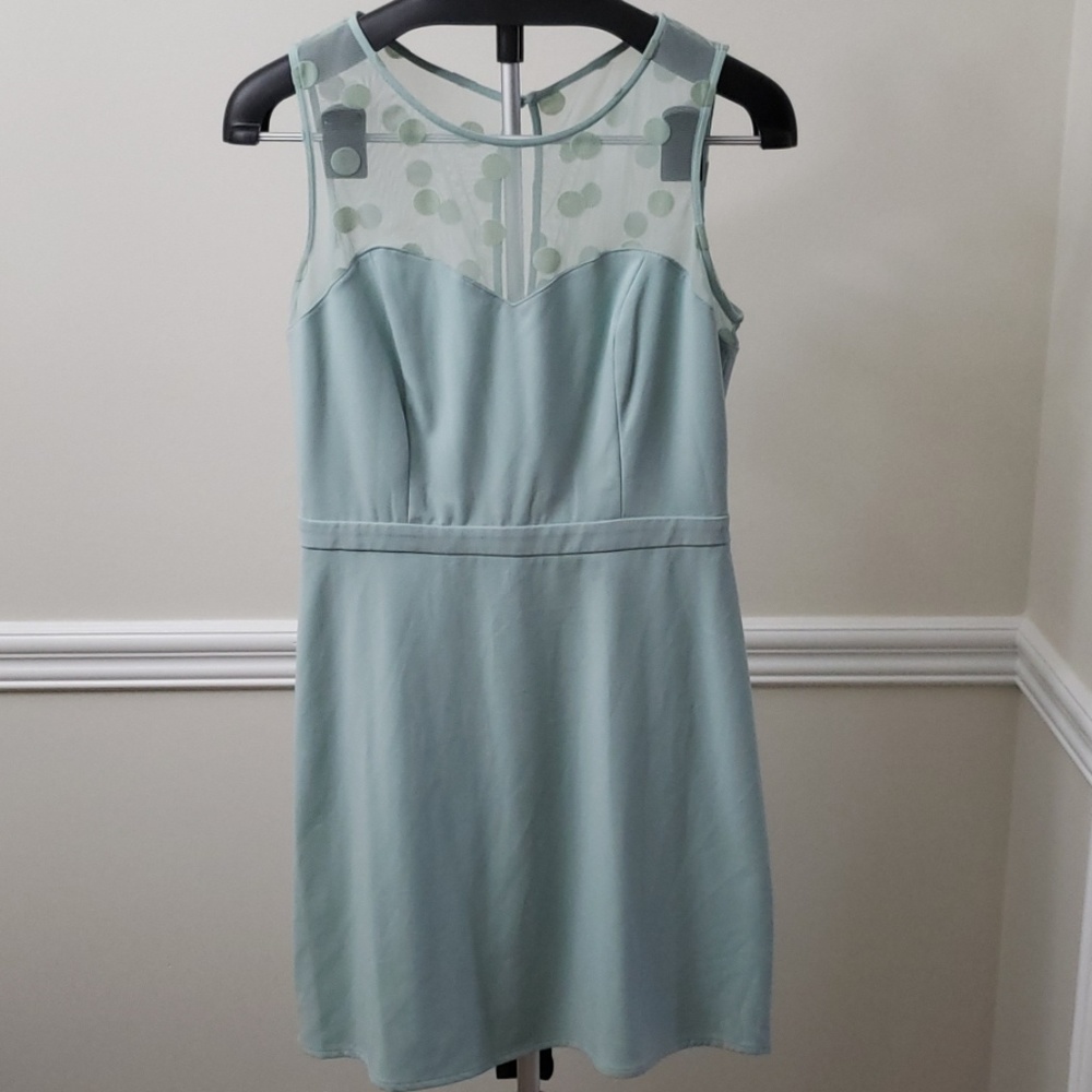 Aqua polka dot dress